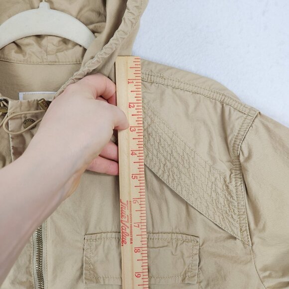 Michael Kors Jacket Womens Medium Tan Lightweight Parka Full Zip Hooded Utility - Picture 5 of 12